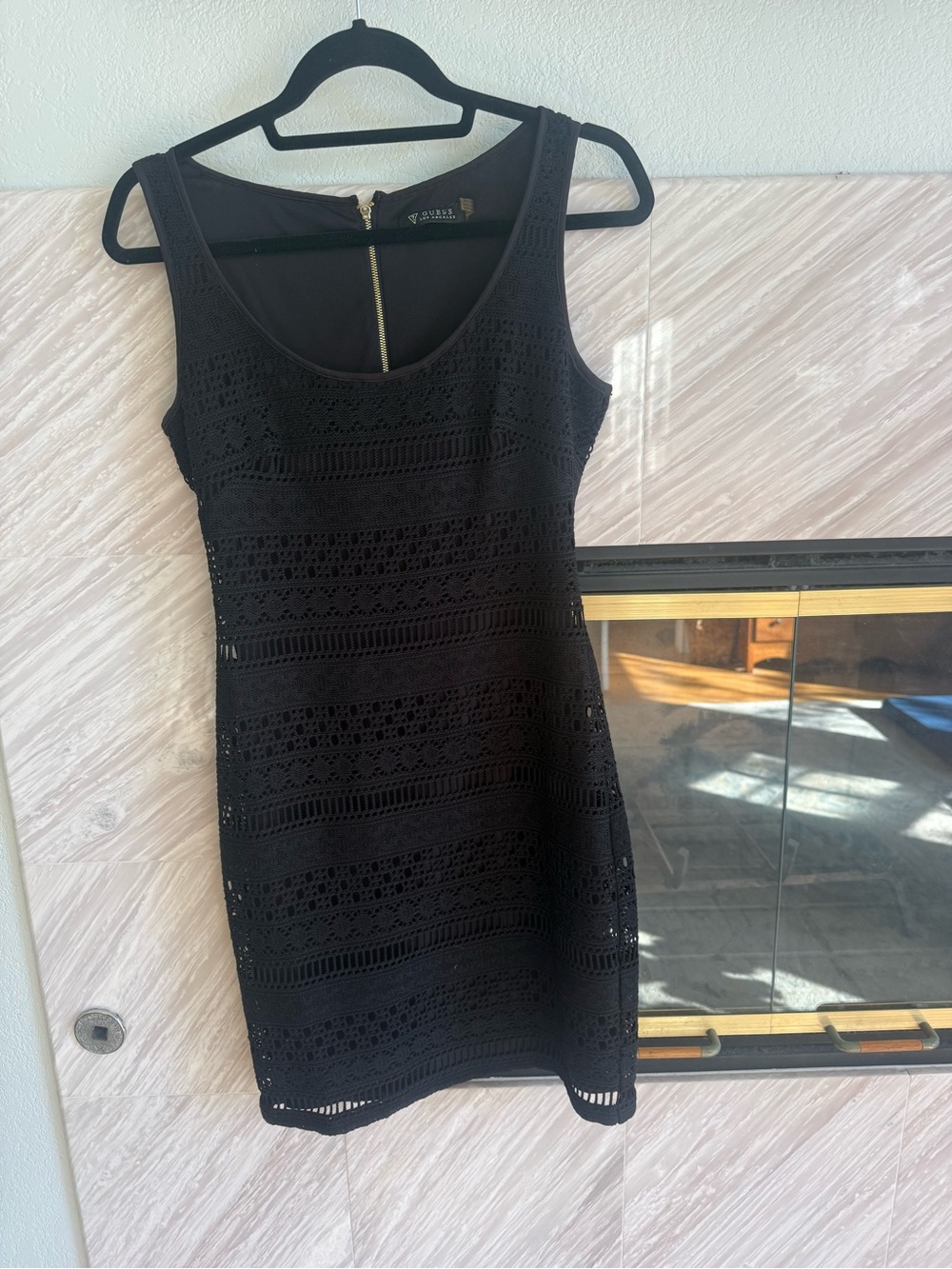 Guess Black Crochet Sheath Dress